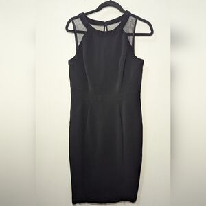 White House Black Market Black Sleeveless Midi Cocktail Dress Women's Size 8